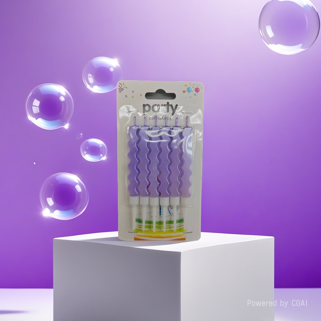 Purple wavy birthday candles, birthday candle gift box set Specification image
