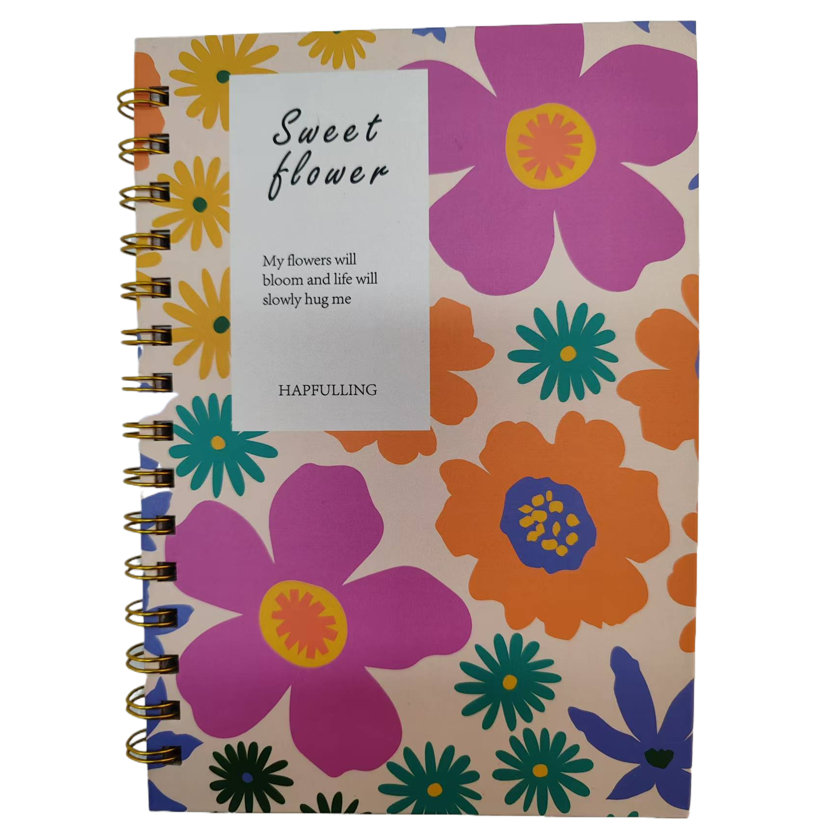 Donghu Paper Products A5 Fresh Floral Coil Notebook, Artistic ins Style Notebook, Student Portable Notepad, Creative Printed Hard Surface Notepad Item Picture