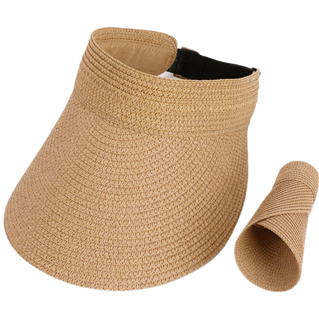 Women's summer straw hat, open-top straw hat, baseball hat, sun hat, wide-brimmed sun protection hat, sun hat, vacation beach hat, outdoor casual cycling hat, versatile and foldable hat Item Picture