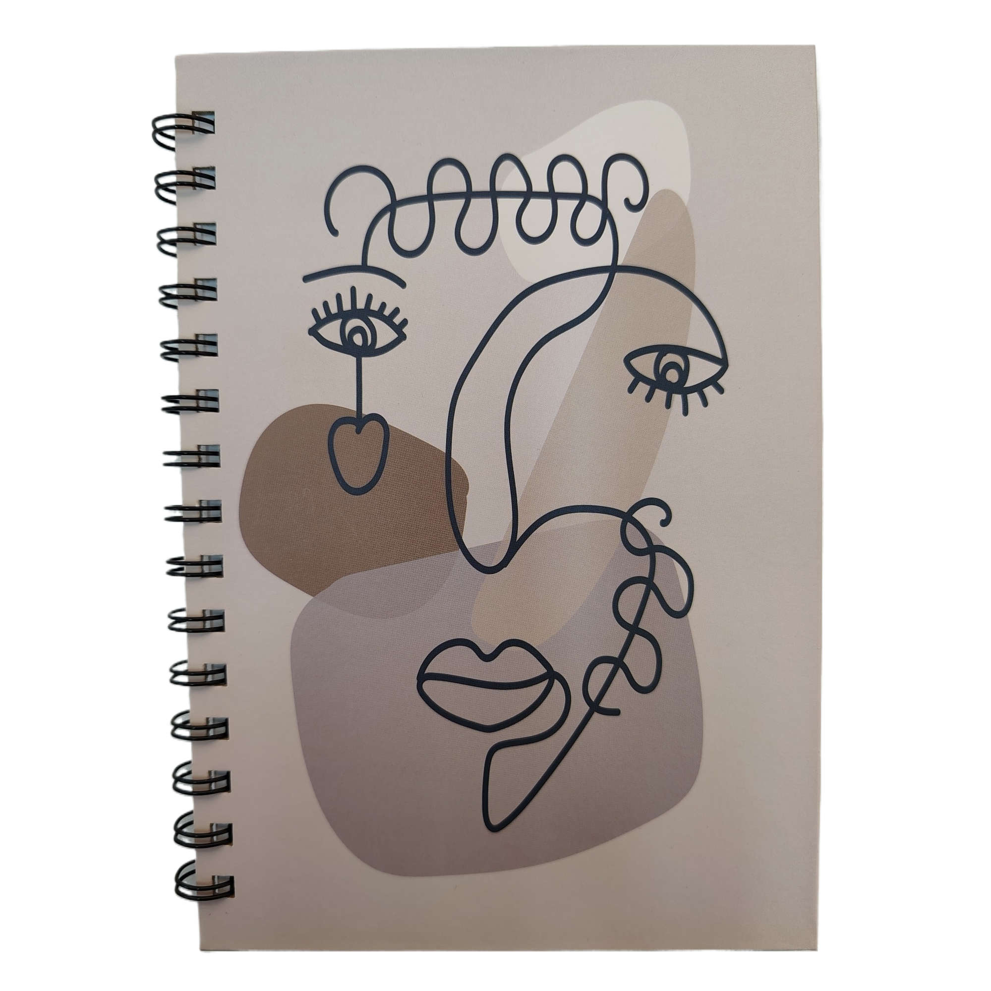 Donghu Paper Products A5 Abstract Face Coil Notebook Warm gray contrasting color cover creative line design student office universal horizontal line notebook Item Picture