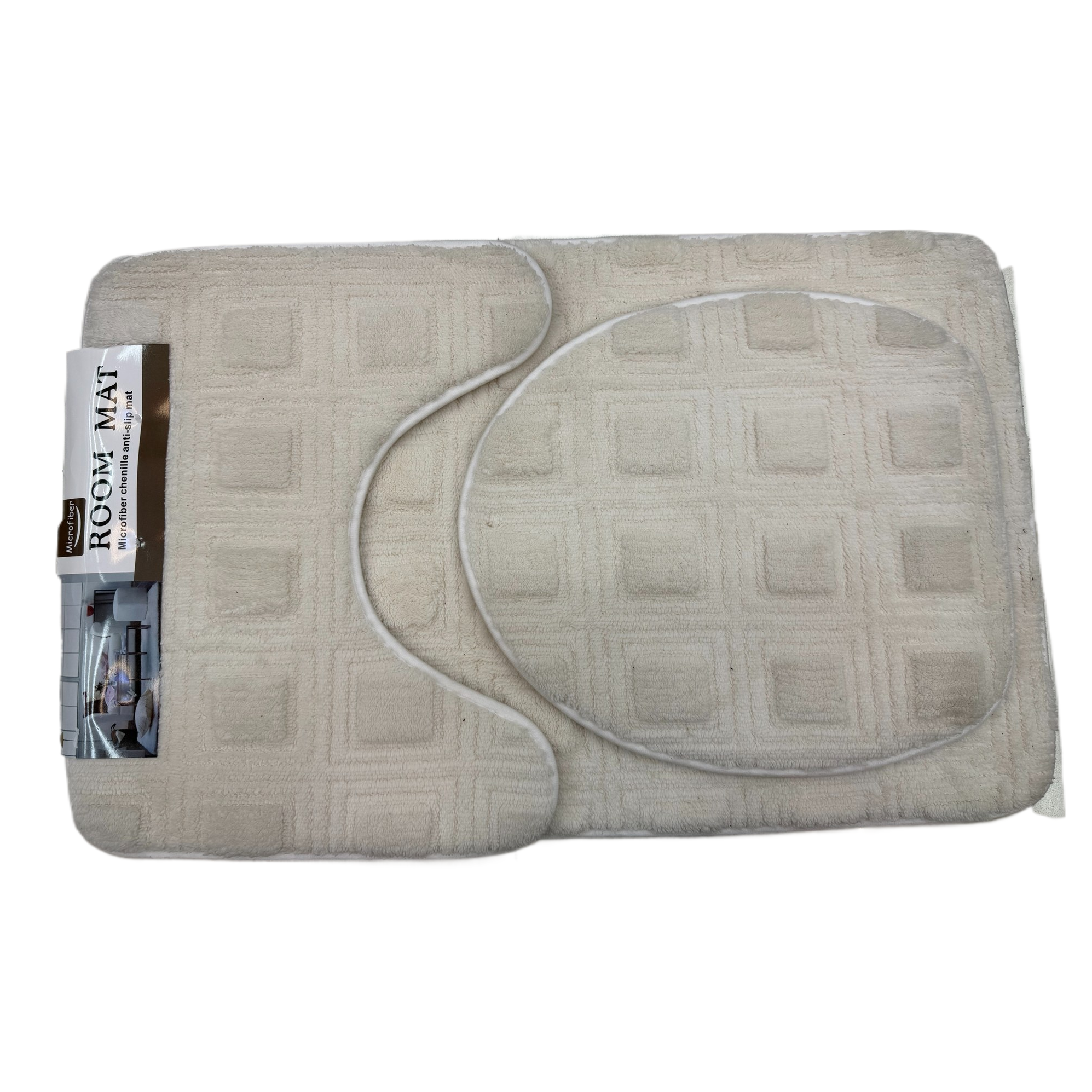 White bathroom combination floor mat set, anti-slip, absorbent, soft, silent, comfortable underfoot toilet mat set, carpet floor mat set Item Picture