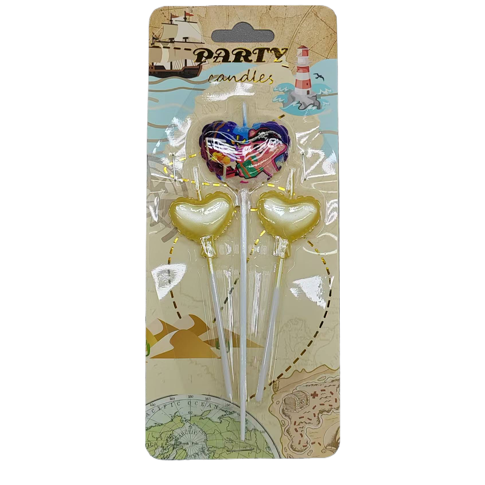海盗主题爱心生日蜡烛香薰蜡烛氛围感复古派对装饰白底实物图