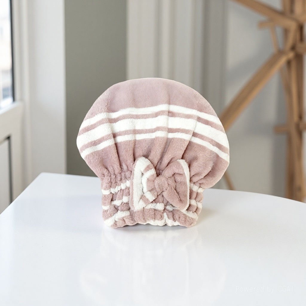 喜湾bahía新款涤锦条纹珊瑚绒干发帽柔软吸水不易掉毛护发浴帽