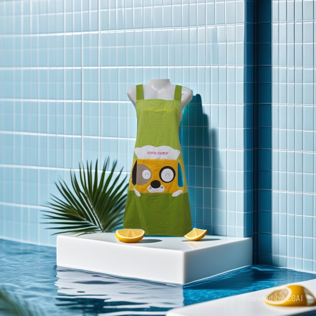 Korean cartoon dog pattern pet fashion home strap cotton apron warm and anti-slip design kitchen baking women's work clothes work waist wrap details Picture