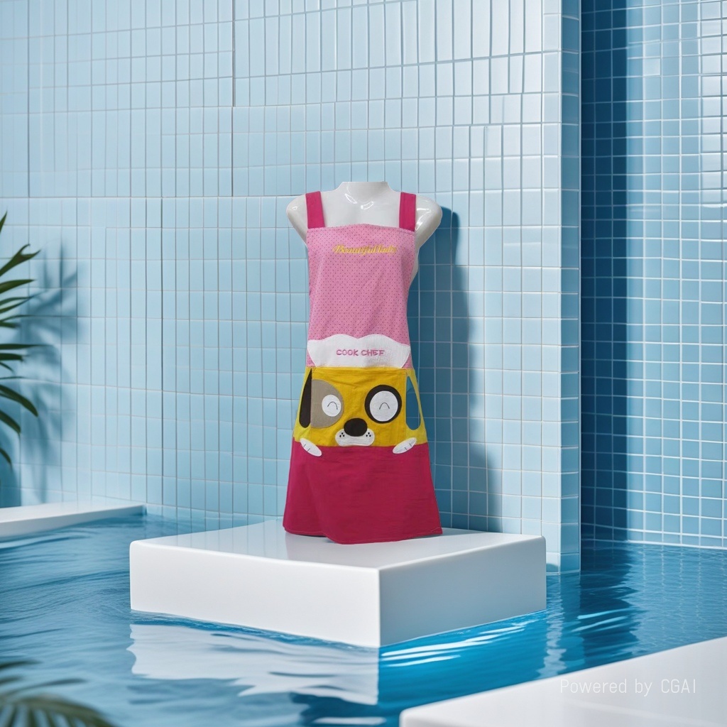 Korean cartoon dog pattern pet fashion home strap cotton apron warm and anti-slip design kitchen baking women's work clothes work waist wrap Specification image