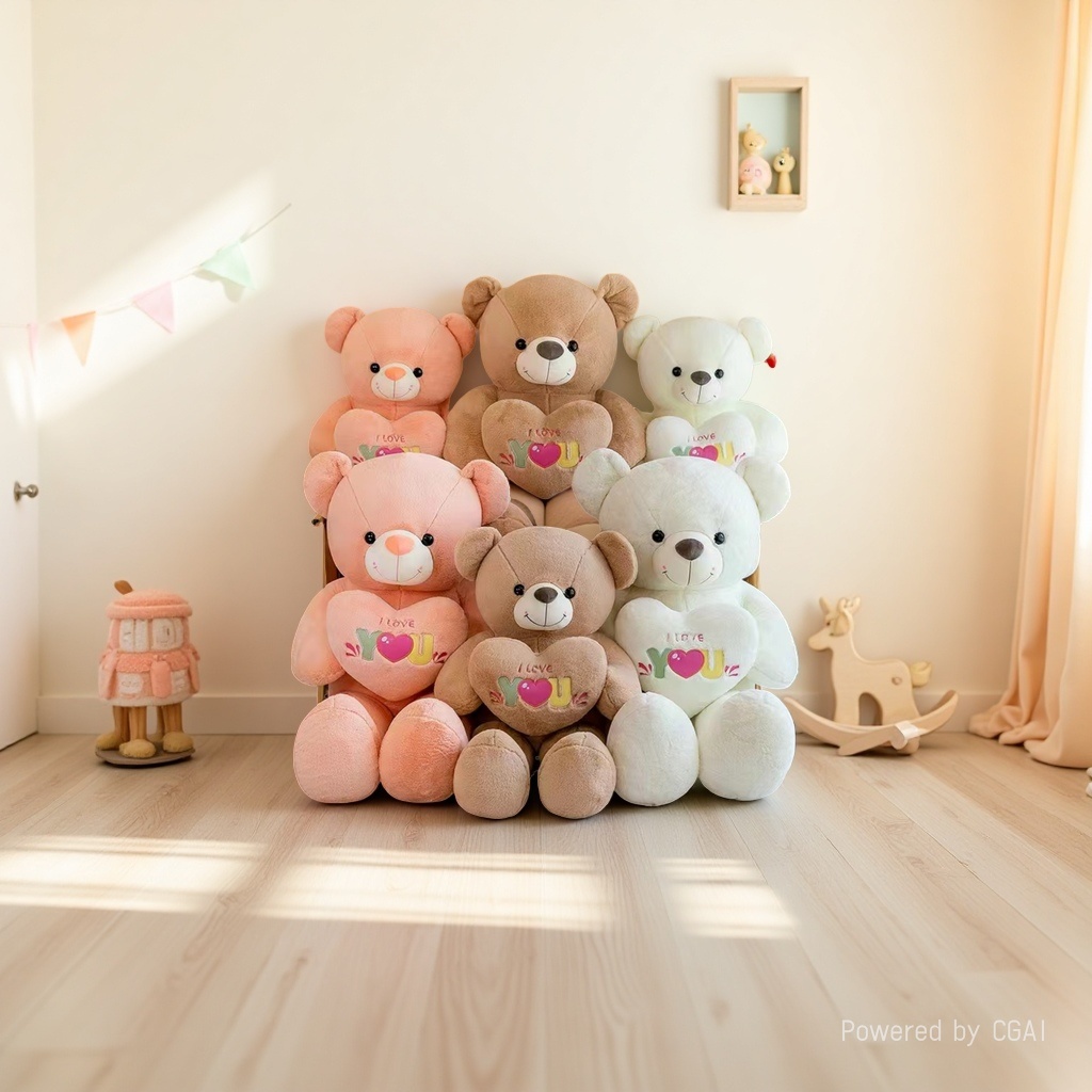 YOU抱心熊可爱玩偶娃娃柔软抱枕儿童礼物白底实物图