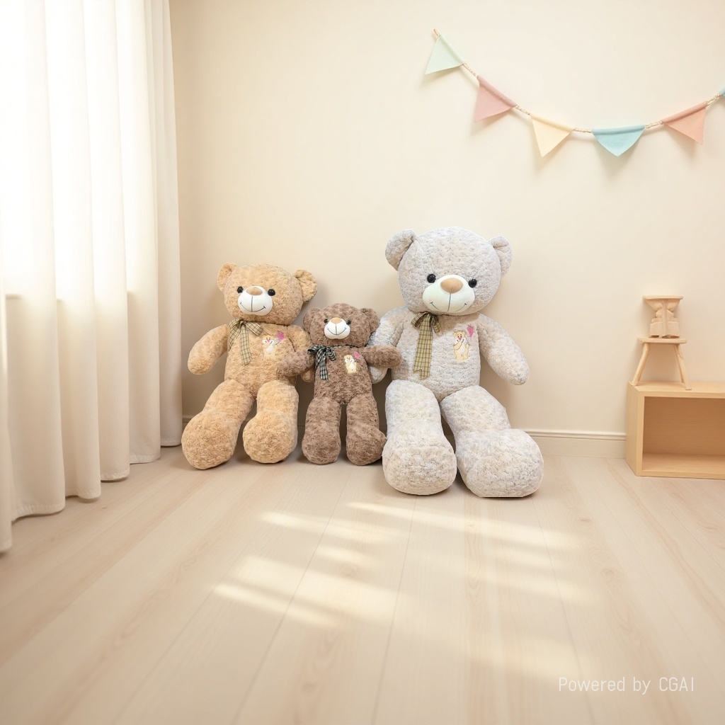 气球宝贝熊毛绒玩具玩偶娃娃可爱柔软居家装饰礼物白底实物图