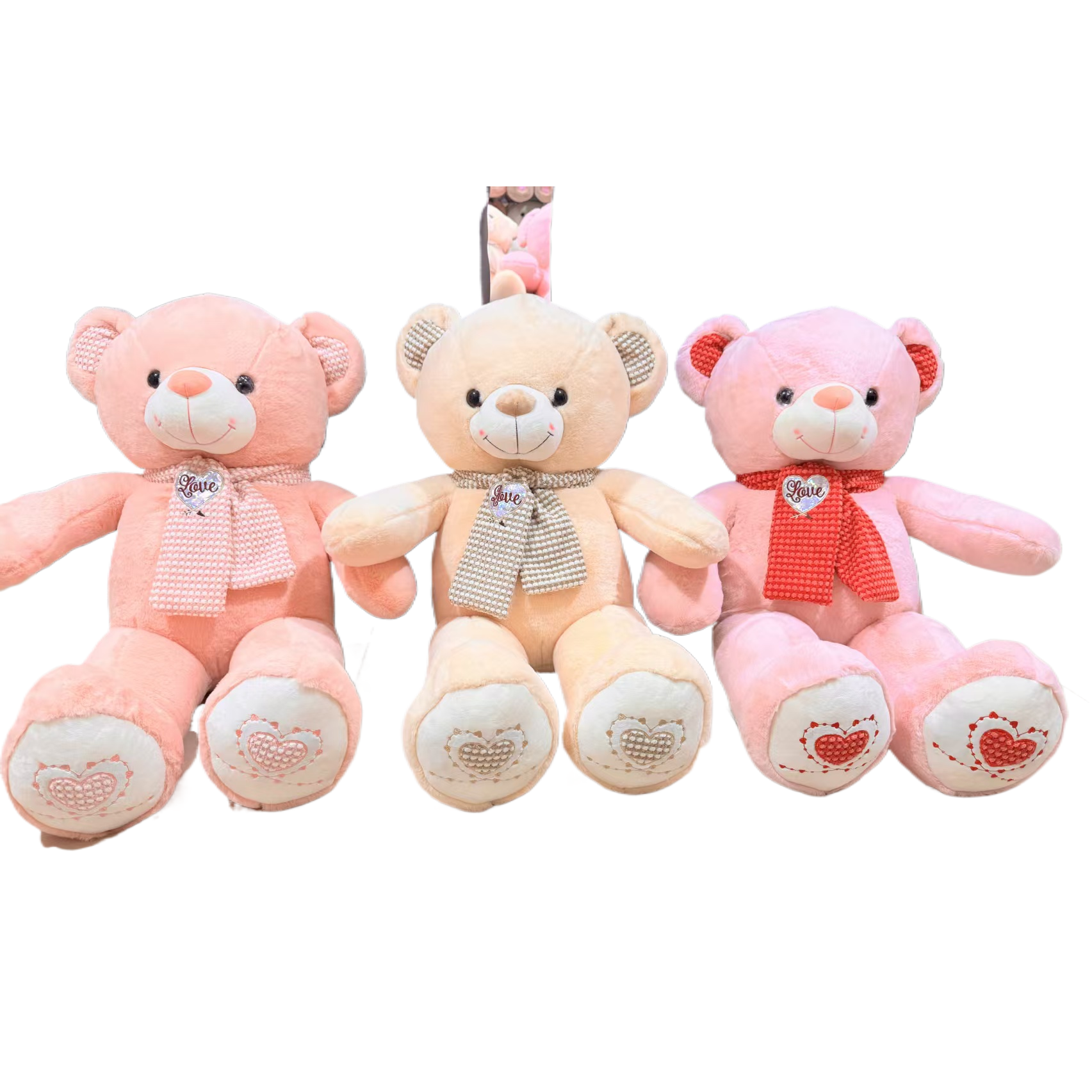 love围巾熊毛绒玩具可爱柔软儿童抱枕礼物白底实物图