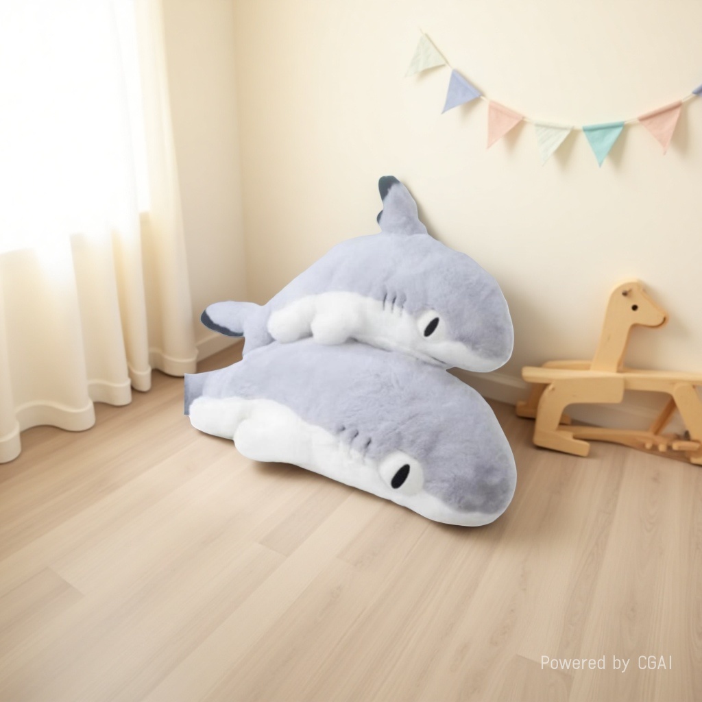 鲨鱼猫毛绒公仔可爱玩偶娃娃柔软抱枕儿童礼物白底实物图