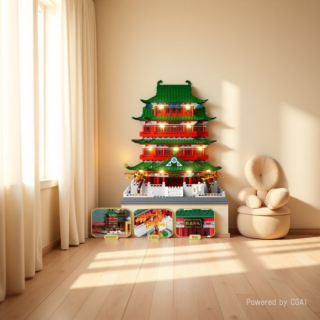 DIY architectural model assembly set, children's educational toys, building blocks, creative handcrafting details Picture