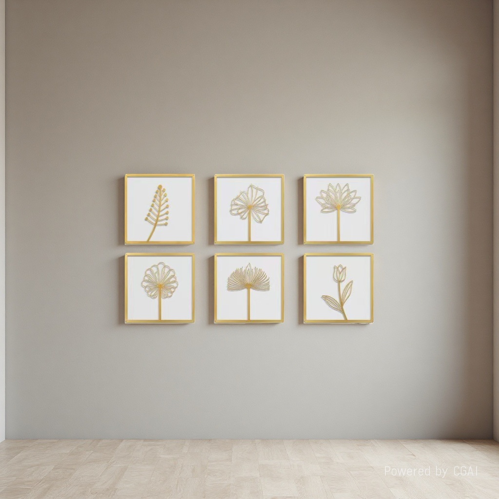 金色线条花卉艺术装饰画现代简约客厅挂画详情4