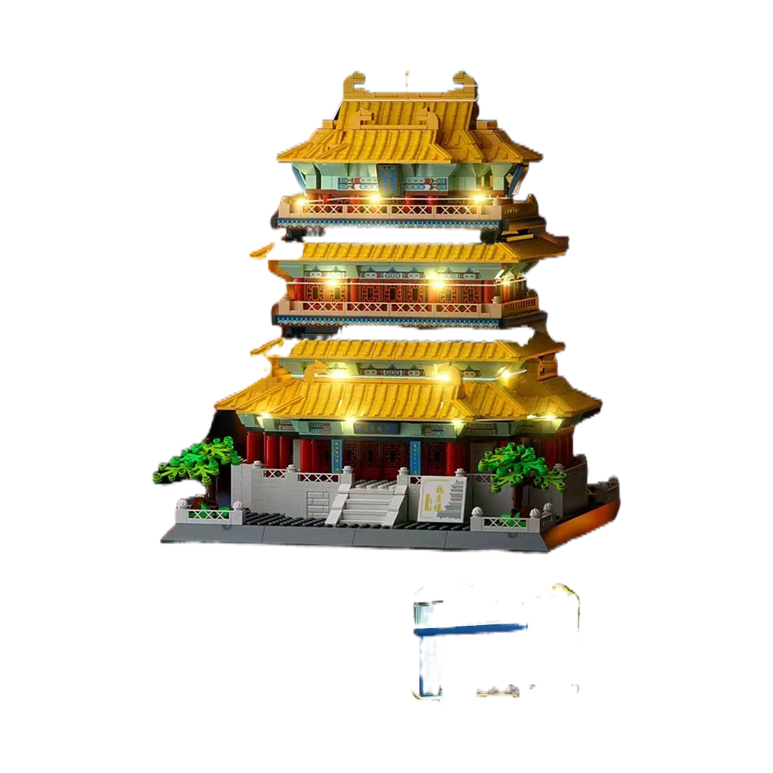 The Xinle Xin51104 Crane Tower building block model of the Four Famous Towers Series comes with a light strip, exquisite decorative items, and a landscape tree plaque Application Scenario