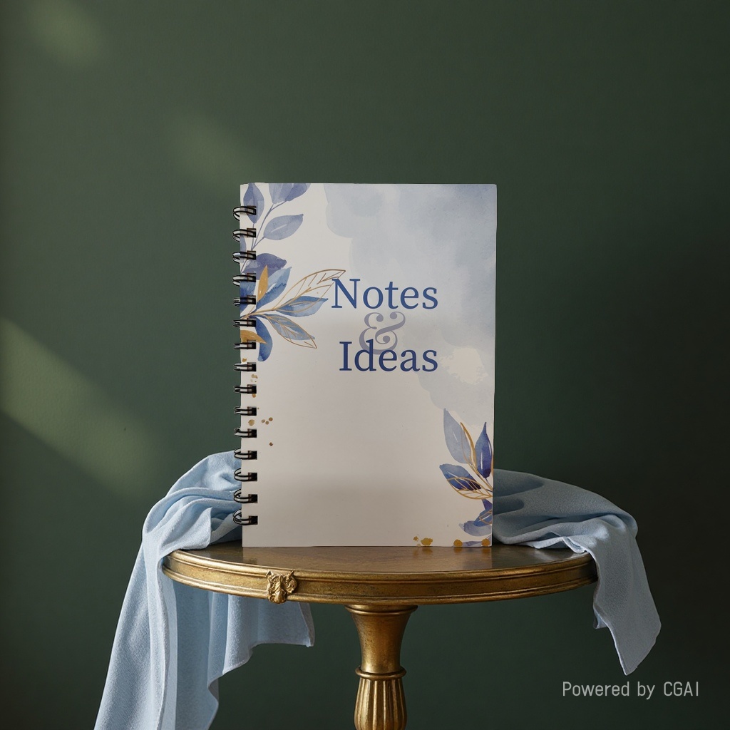 Donghu Paper Products A5 Notes & Ideas Watercolor Blue Gold Branch Leaf Coil Notebook, Artistic and Fresh Notebook, Student Journal, Office Notepad Application Scenario