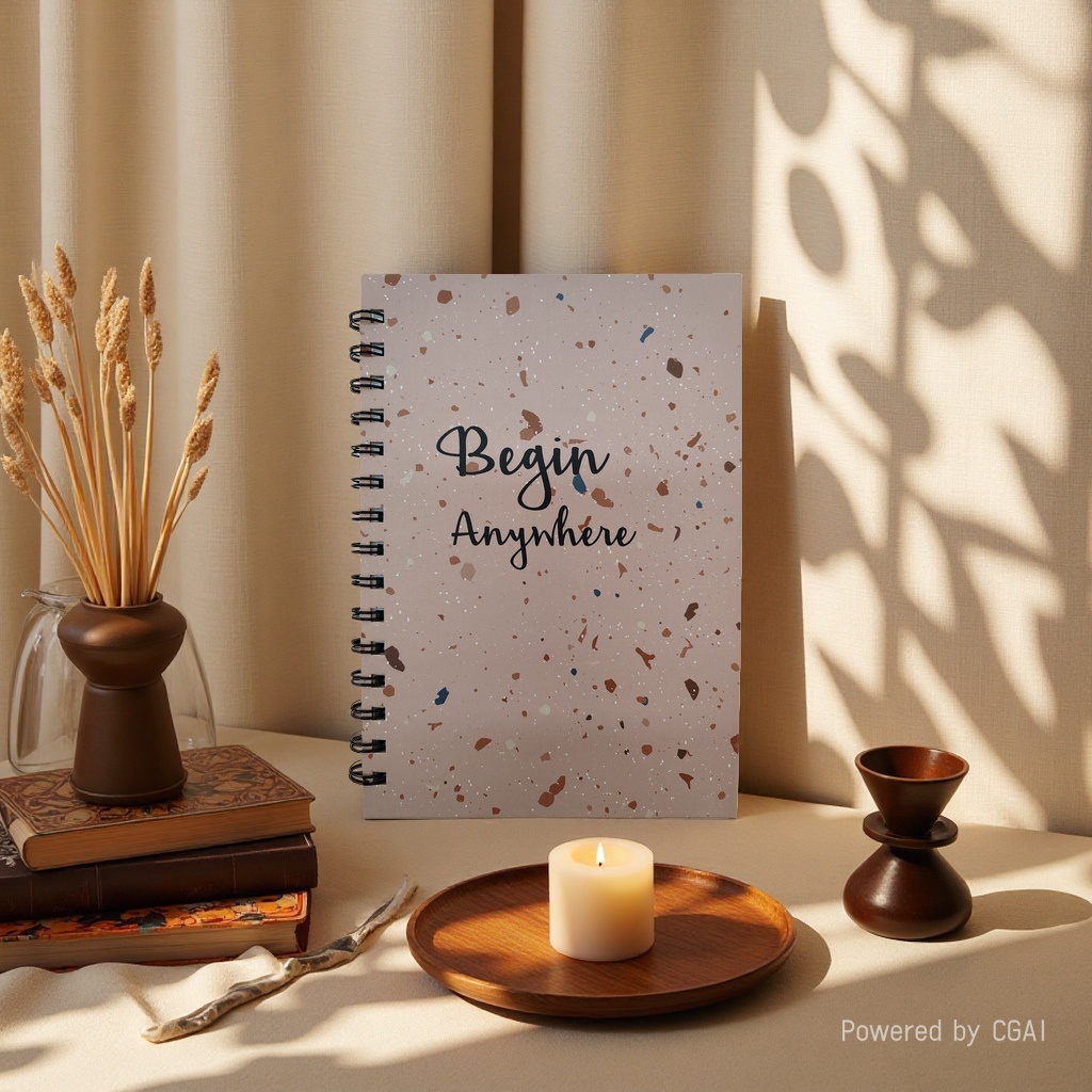 Donghu Paper Products A5 Begin Anywhere Pink terrazzo Coil Notebook High Appearance Level Inspirational Notebook, Student Portable note-taking notebook Specification image