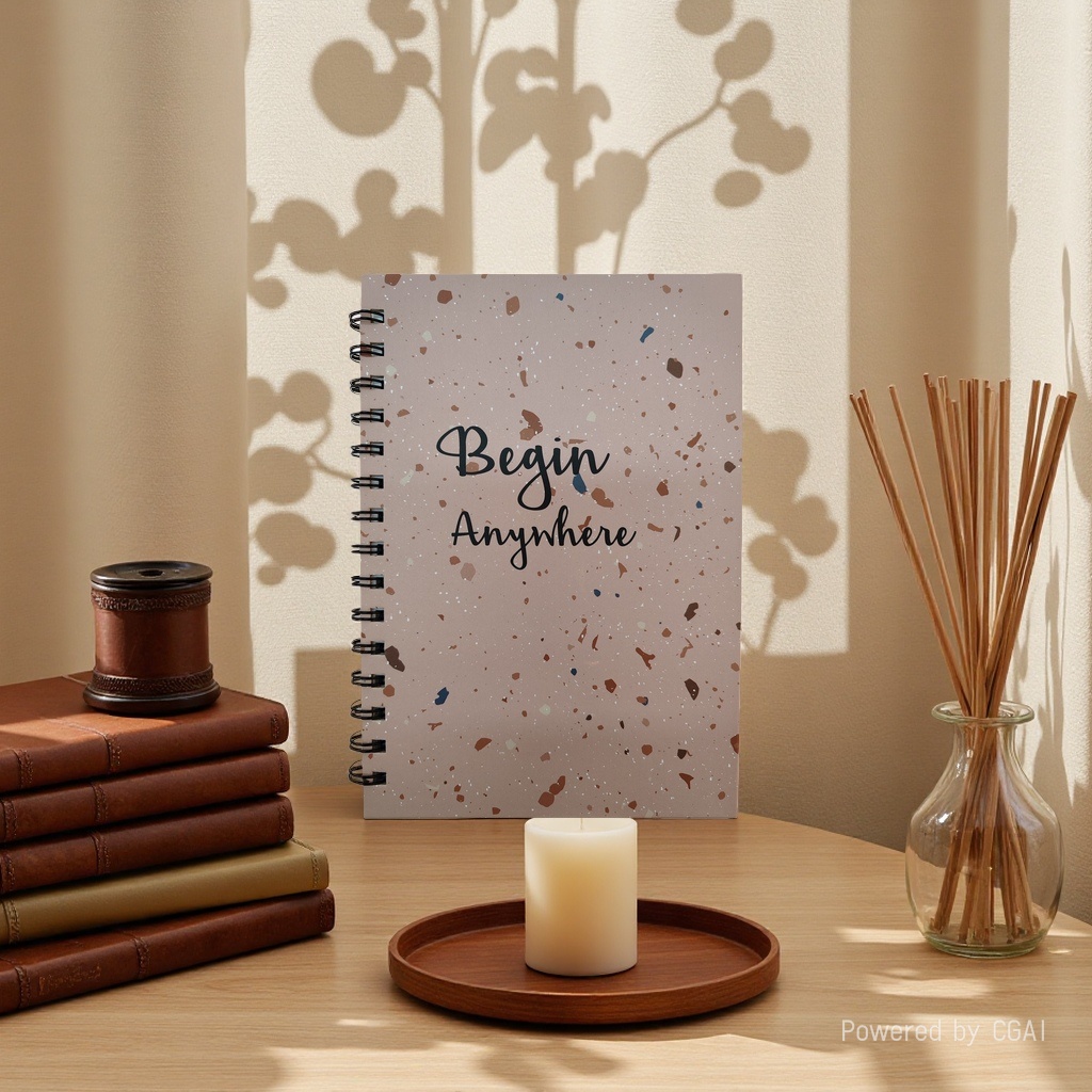 Donghu Paper Products A5 Begin Anywhere Pink terrazzo Coil Notebook High Appearance Level Inspirational Notebook, Student Portable note-taking notebook details Picture
