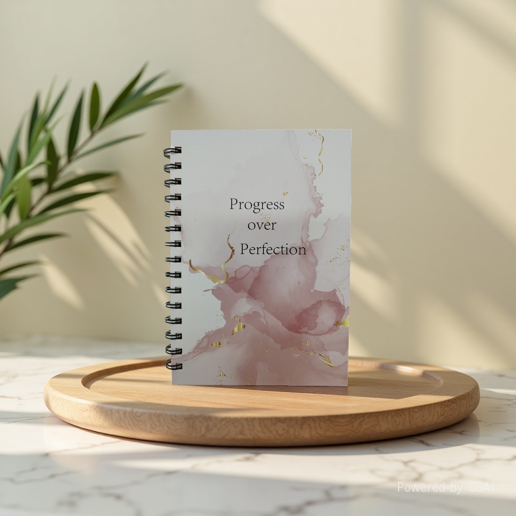 Donghu Paper Products A5 Pink Gold Ink Hot Stamping Coil Notebook, Nordic Style Pink Gold Ink Hot Stamping Coil Notebook, English Inspirational slogan Portable Notebook for Office and study Application Scenario