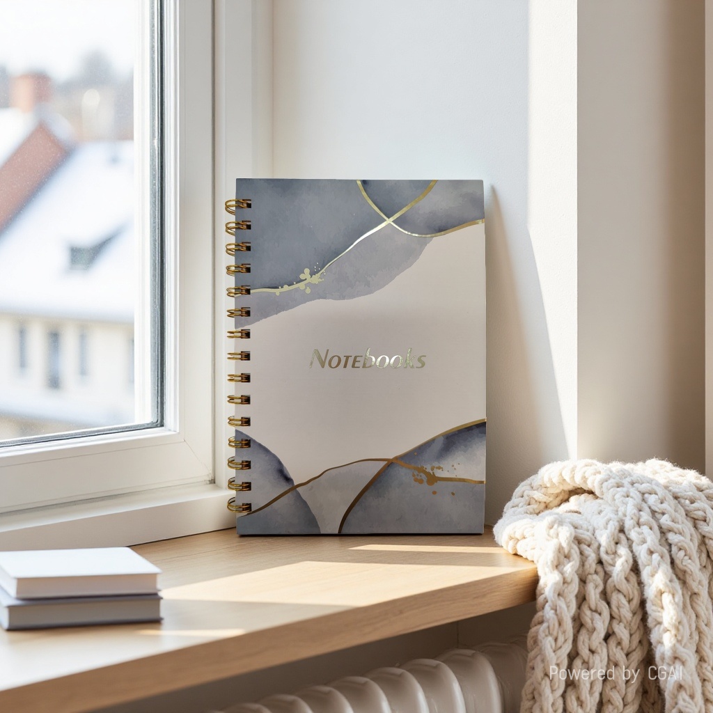 Donghu Paper Products A5 Grey Gold Ink Hot Stamping Coil Notebook, high-end business notebook, student office notebook