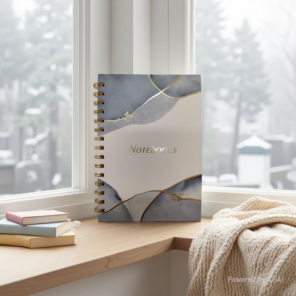 Donghu Paper Products A5 Grey Gold Ink Hot Stamping Coil Notebook, high-end business notebook, student office notebook Specification image