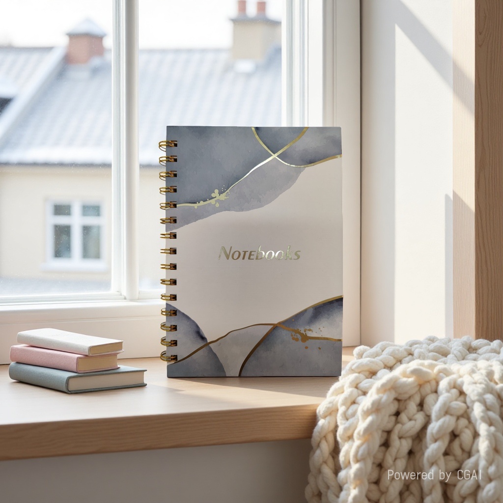 Donghu Paper Products A5 Grey Gold Ink Hot Stamping Coil Notebook, high-end business notebook, student office notebook details Picture