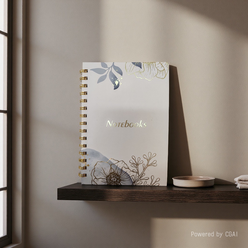Donghu Paper Products A5 Notebooks, a fresh and artistic notebook with gilded leaf and flower coils, a student office notebook