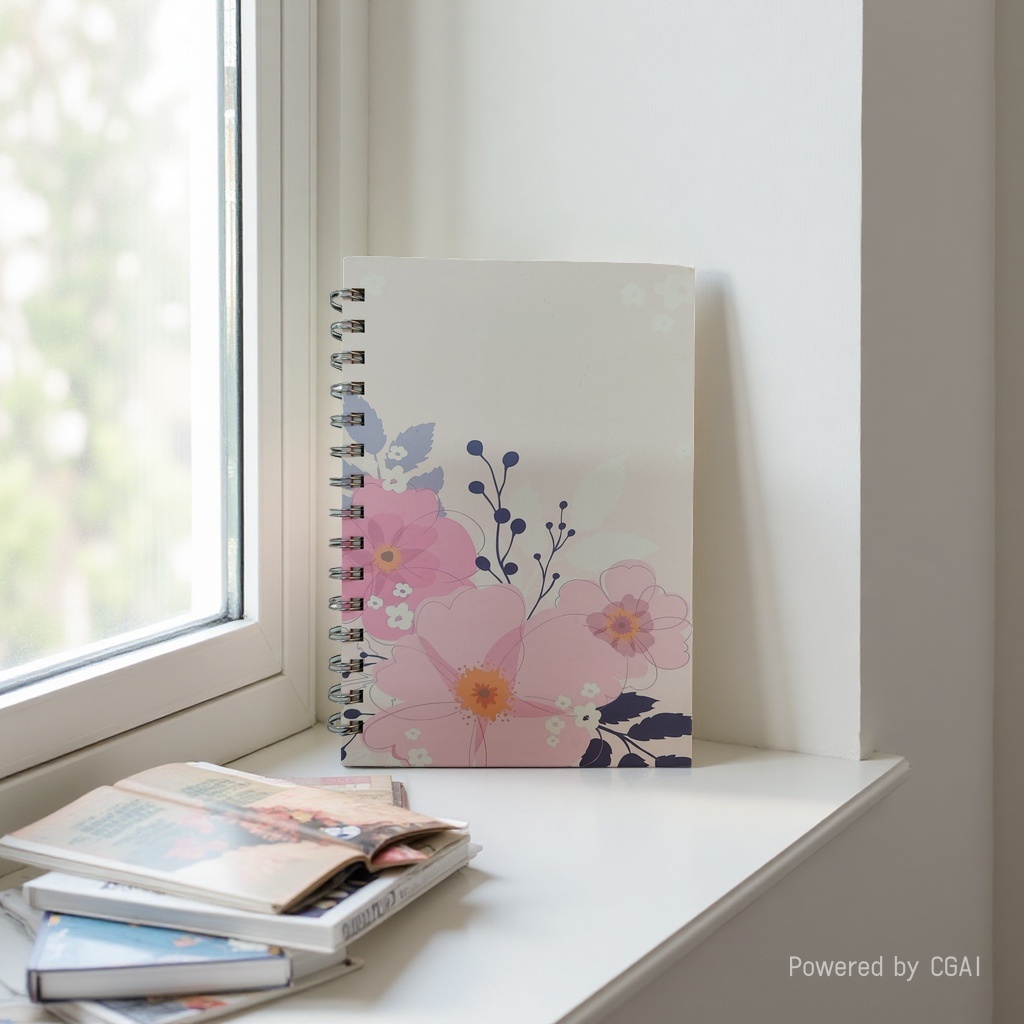 Donghu Paper Products A5 Soft Mist Pink Flower Coil Notebook, Artistic Flower Notebook, Exquisite flower cover Diary Diary Application Scenario