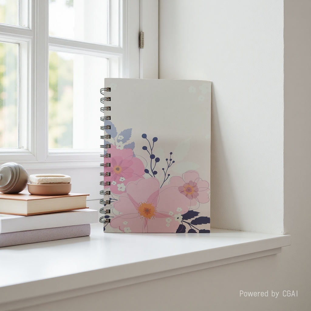 Donghu Paper Products A5 Soft Mist Pink Flower Coil Notebook, Artistic Flower Notebook, Exquisite flower cover Diary Diary details Picture