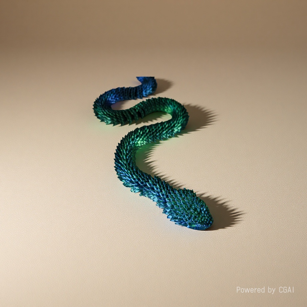 3D打印绿色鳞片蛇形仿真动物装饰品家居摆件创意摆设网红爆款细节图