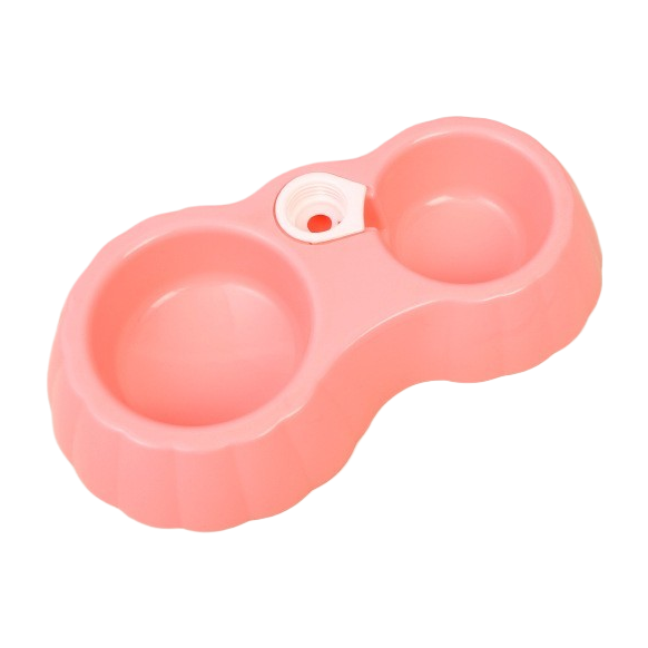 Pink double-bowl pet food sets, dog-specific anti-slip food bowls, durable and cute Item Picture
