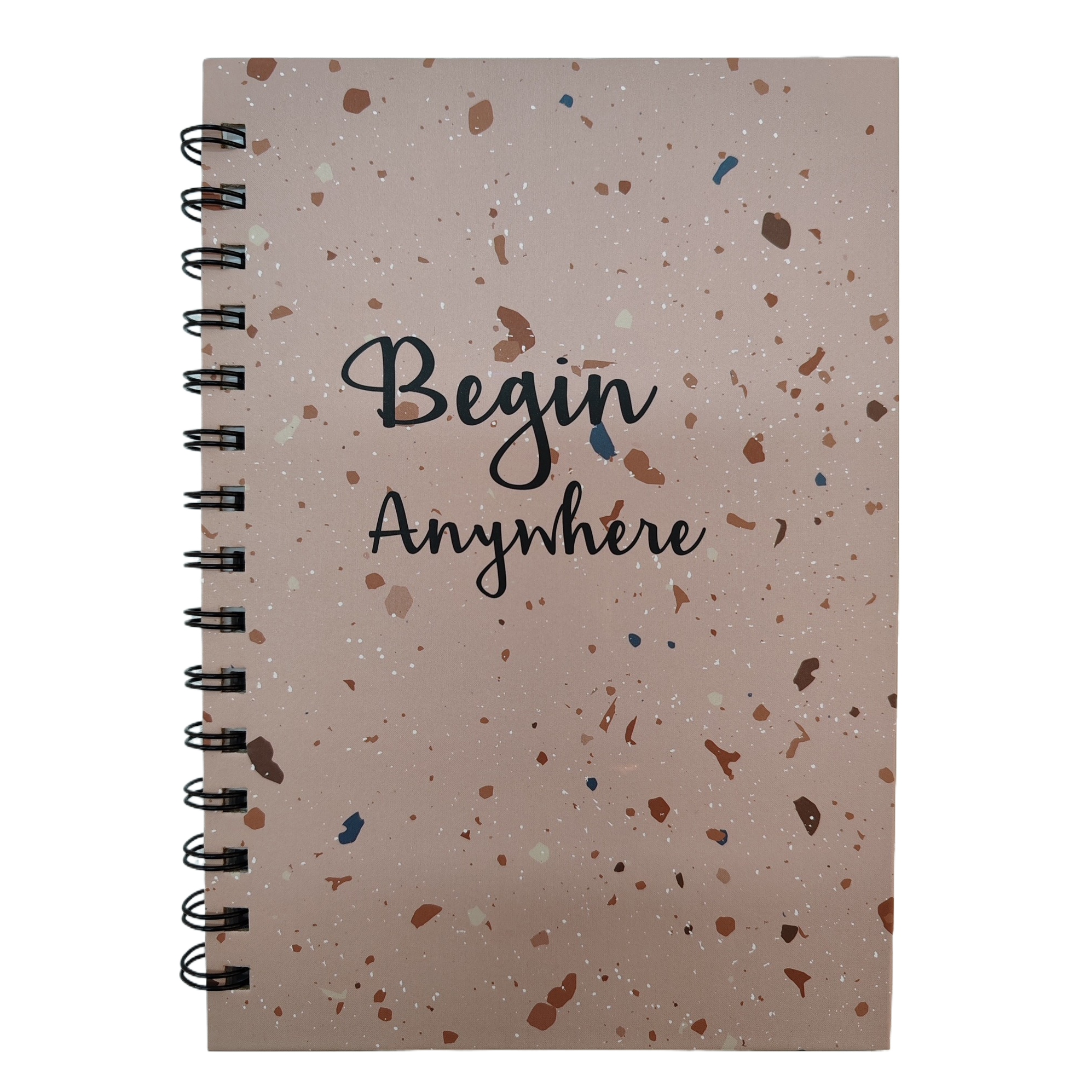 Donghu Paper Products A5 Begin Anywhere Pink terrazzo Coil Notebook High Appearance Level Inspirational Notebook, Student Portable note-taking notebook Item Picture