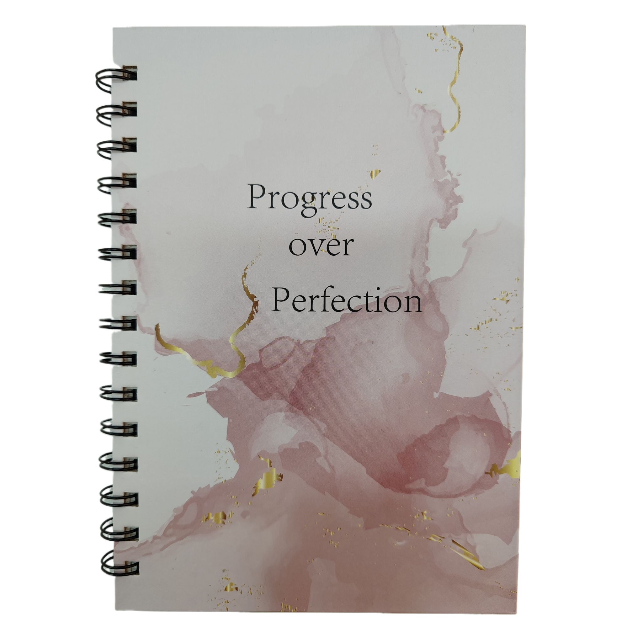 Donghu Paper Products A5 Pink Gold Ink Hot Stamping Coil Notebook, Nordic Style Pink Gold Ink Hot Stamping Coil Notebook, English Inspirational slogan Portable Notebook for Office and study Item Picture