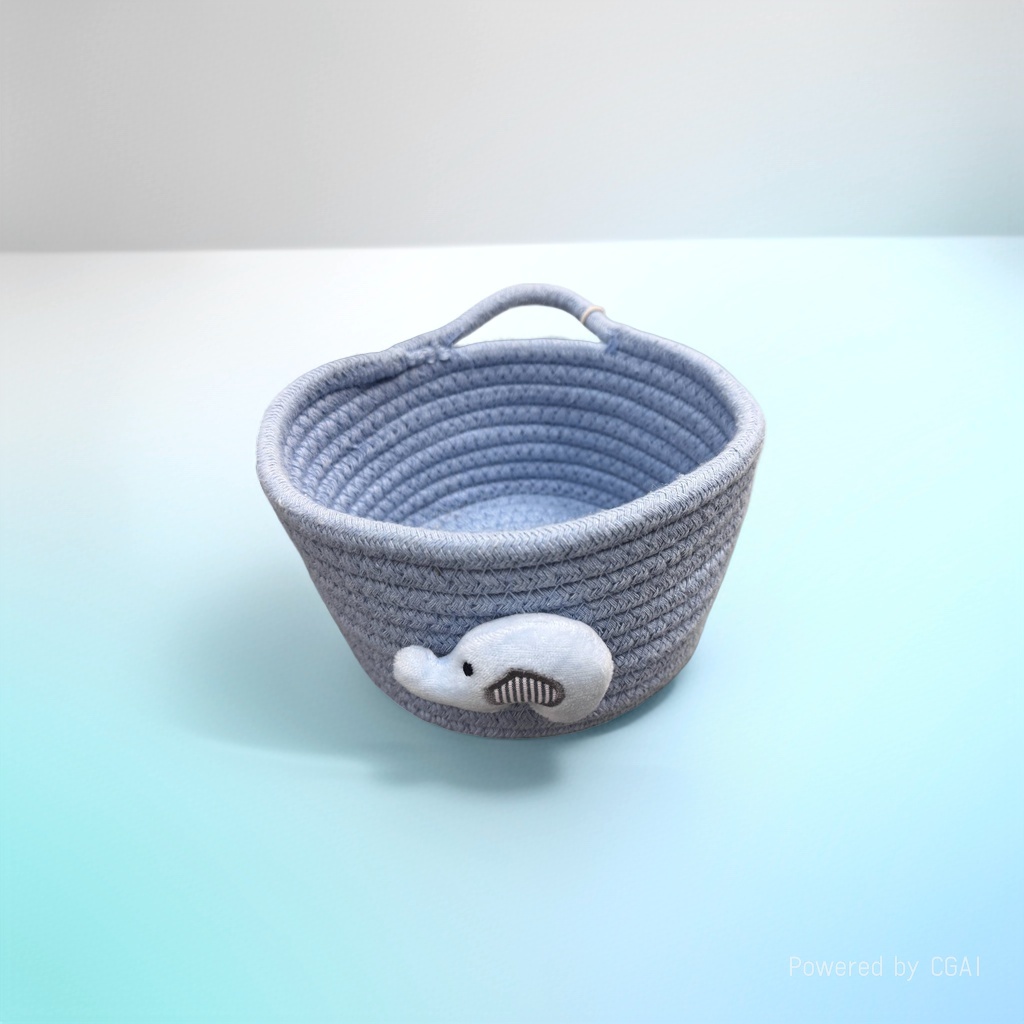 蓝色编织篮子鲸鱼图案折叠环保购物袋厨房收纳魔力伸缩袋购物包