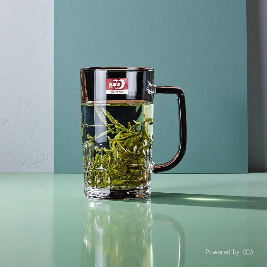 360ml海特杯茶杯透明杯家用杯子带把玻璃水杯