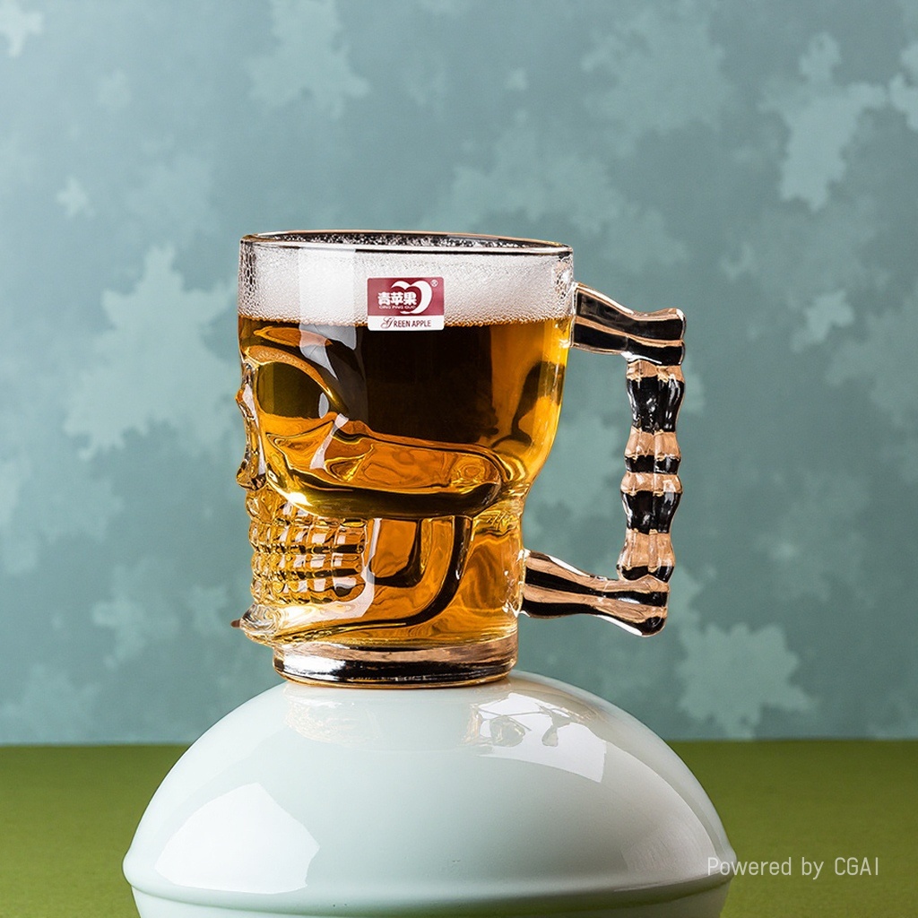 玻璃杯/带把玻璃水杯/太阳浮雕杯子/玻璃茶杯/杯子细节图