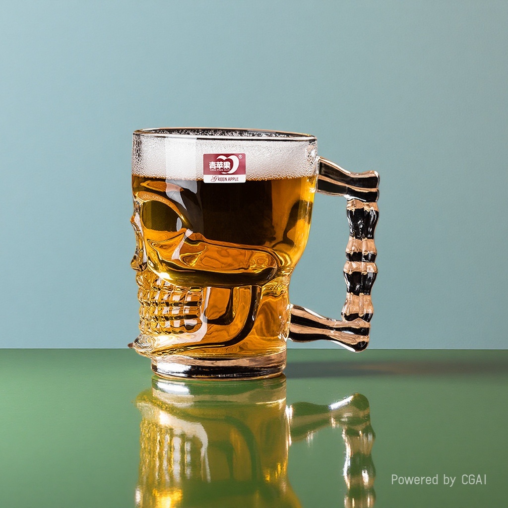 玻璃杯/带把玻璃水杯/太阳浮雕杯子/玻璃茶杯/杯子产品图