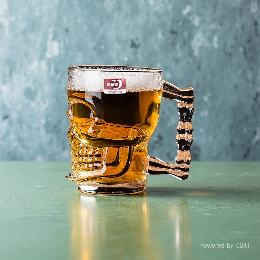 玻璃杯/带把玻璃水杯/太阳浮雕杯子/玻璃茶杯/杯子白底实物图