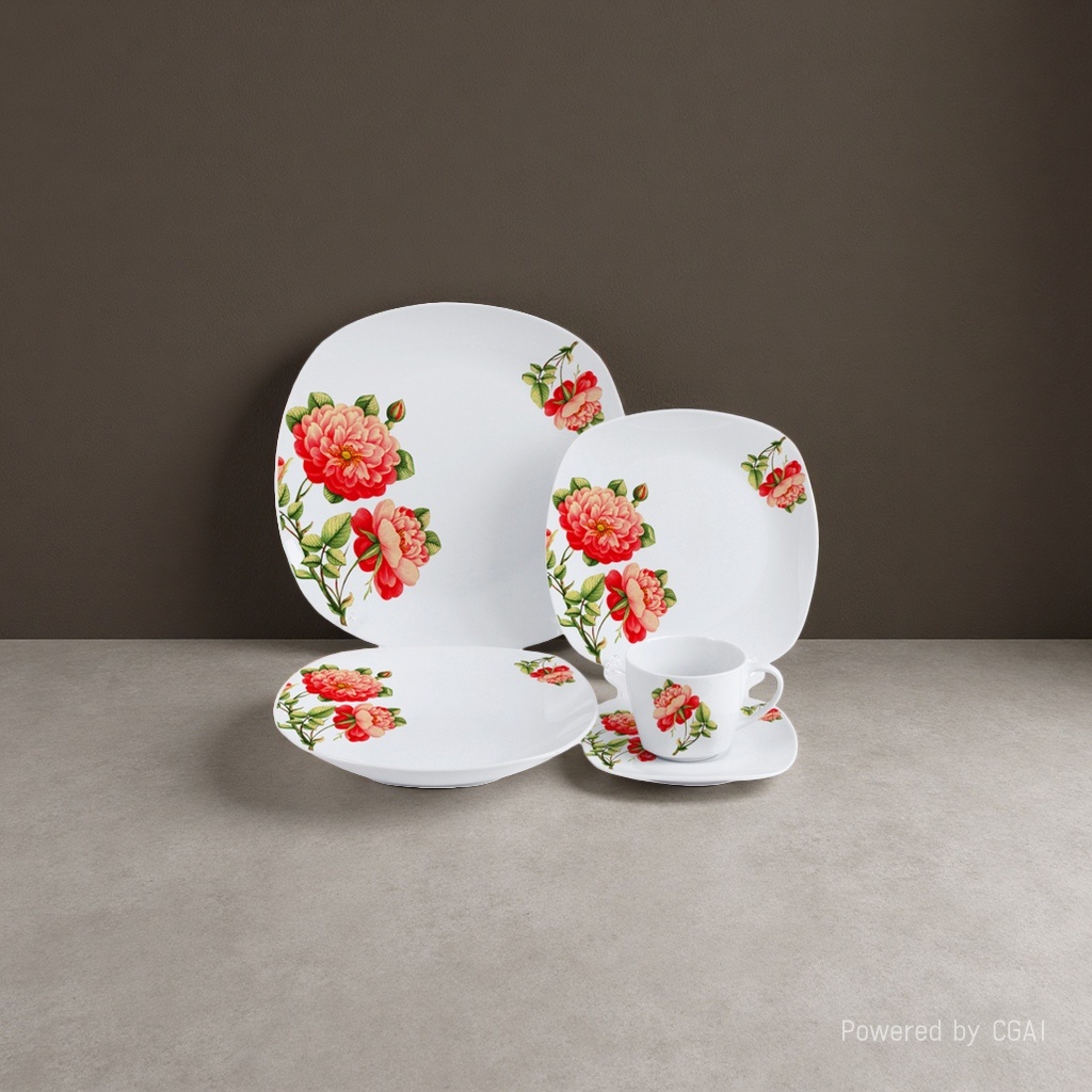 陶瓷烤盘陶瓷杯 家用四人餐具 烤花餐具