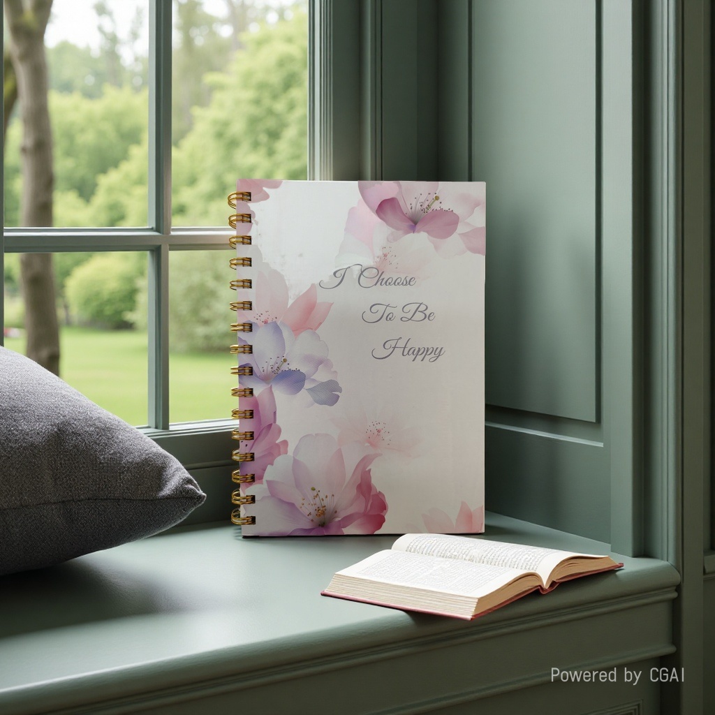 Donghu Paper Products A5 Pink and Purple Gradient Floral Coil Notebook, Fresh floral coil Notebook, Portable notebook, High appearance level planner Specification image
