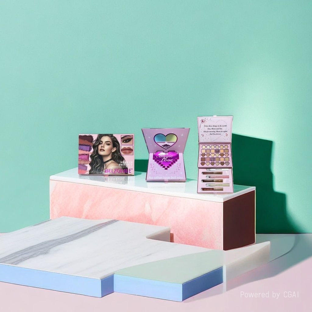 BELZGMEE Dreamy Castle Eyeshadow Gift Box Pink and Gold Magic Love Eternal Souvenir One-piece Packaging Box Specification image
