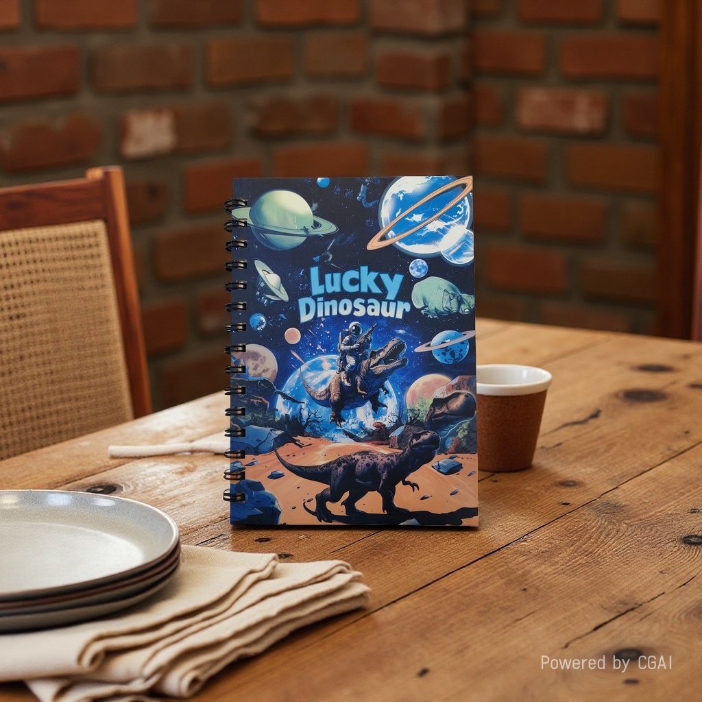 دفتر الملاحظات المحمولة الخاصة بالفتى المتألق Lucky Dinosaur Dinosaur)، من ورقة Doheld Park من طراز A5