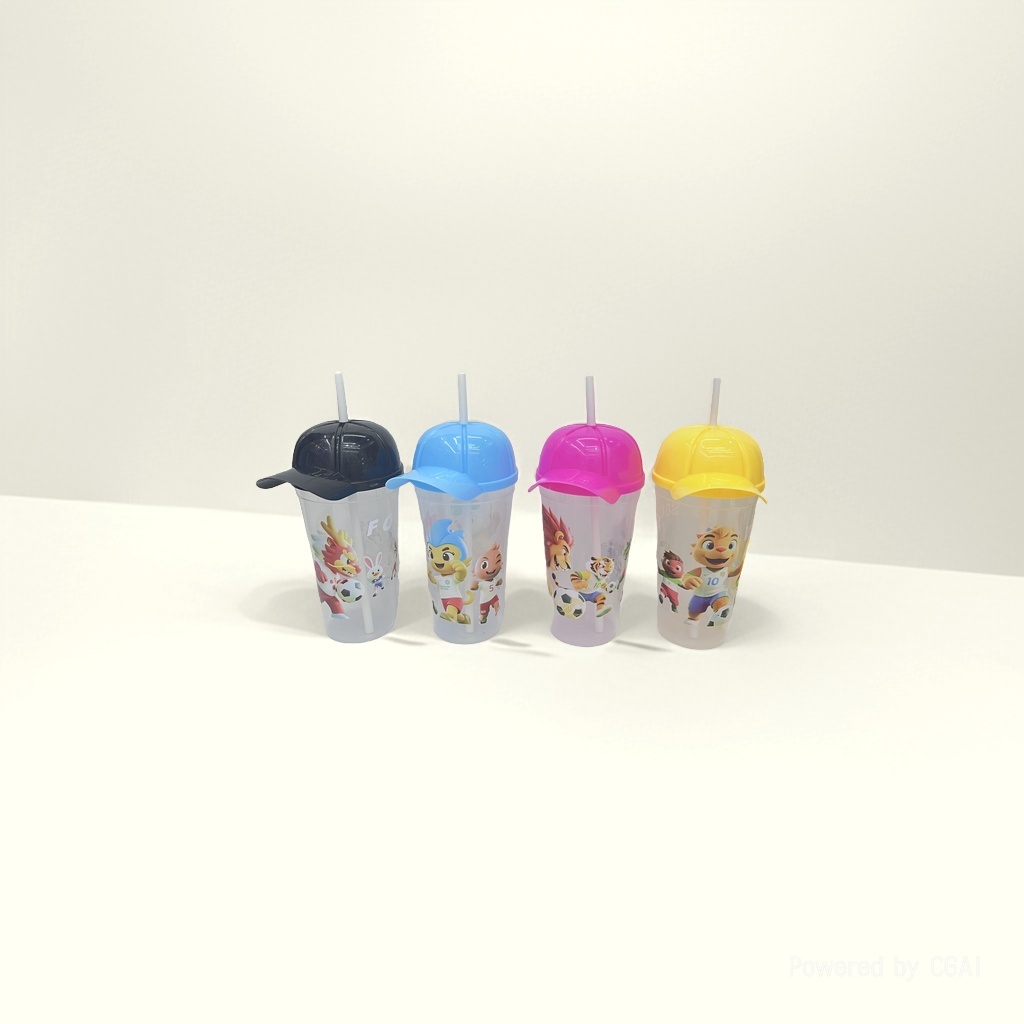 Cartoon children's straw cup, plastic water cup, portable cup, drinking cup, straw water cup, plastic cup, factory direct sales 143924237