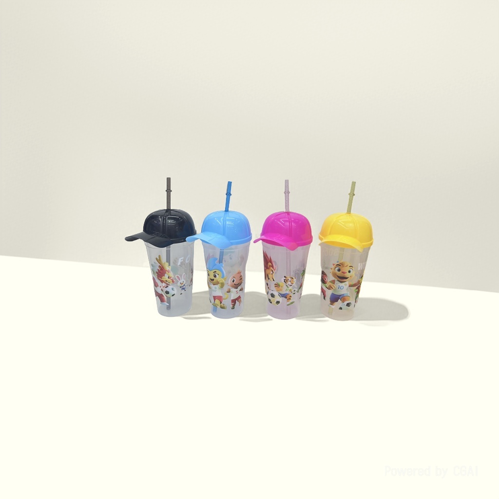 Cartoon children's straw cup, plastic water cup, portable cup, drinking cup, straw water cup, plastic cup, factory direct sales 143924237 Specification image