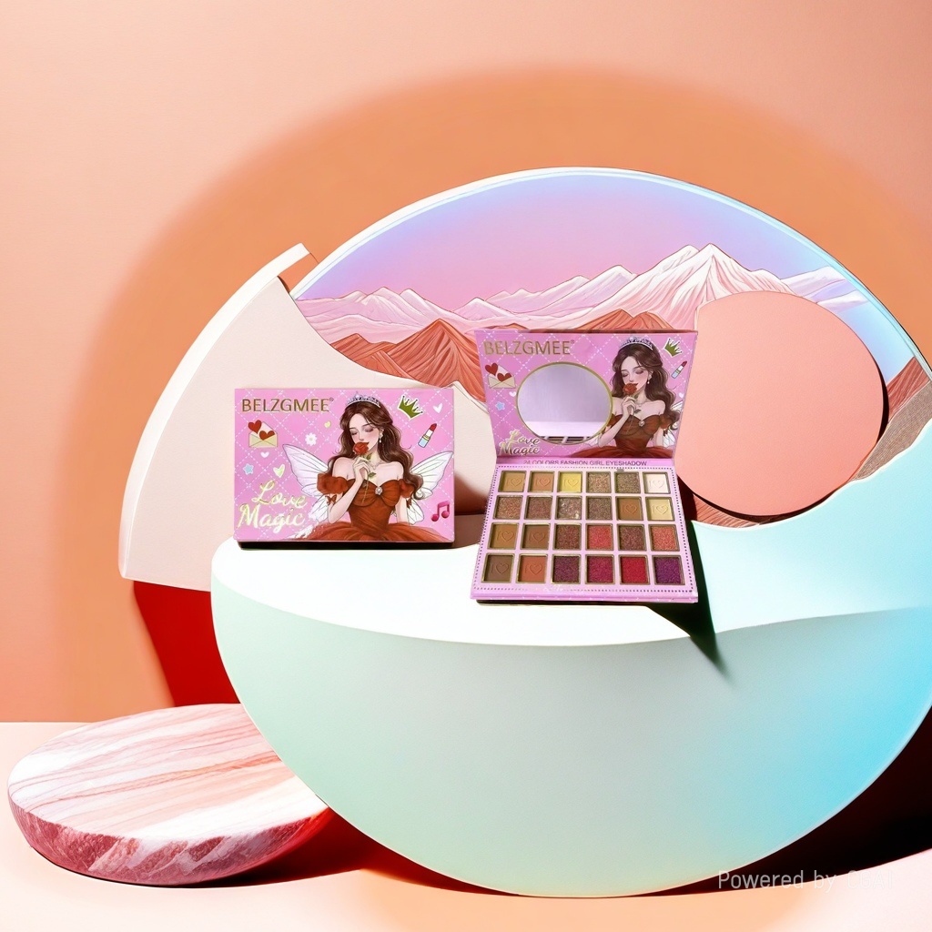BELZGMEE eyeshadow in 118 and 24 colors, with pink packaging, a new fashion and beauty product. Application Scenario