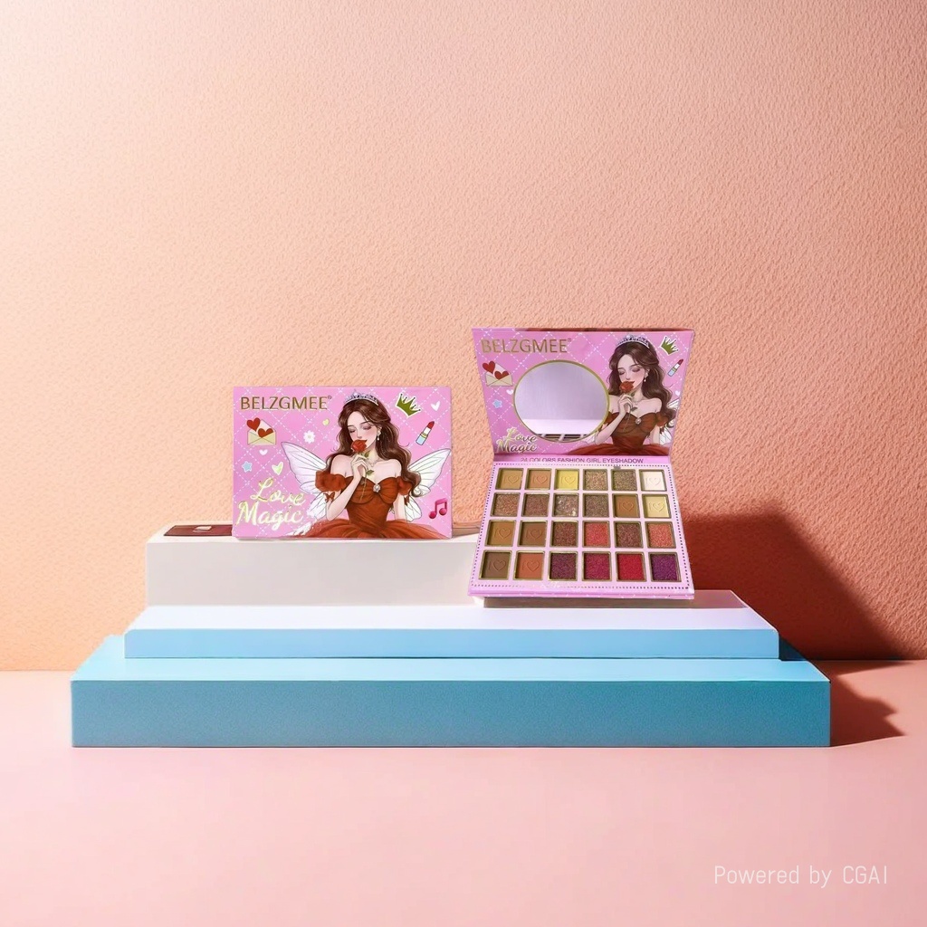 BELZGMEE eyeshadow in 118 and 24 colors, with pink packaging, a new fashion and beauty product. Specification image