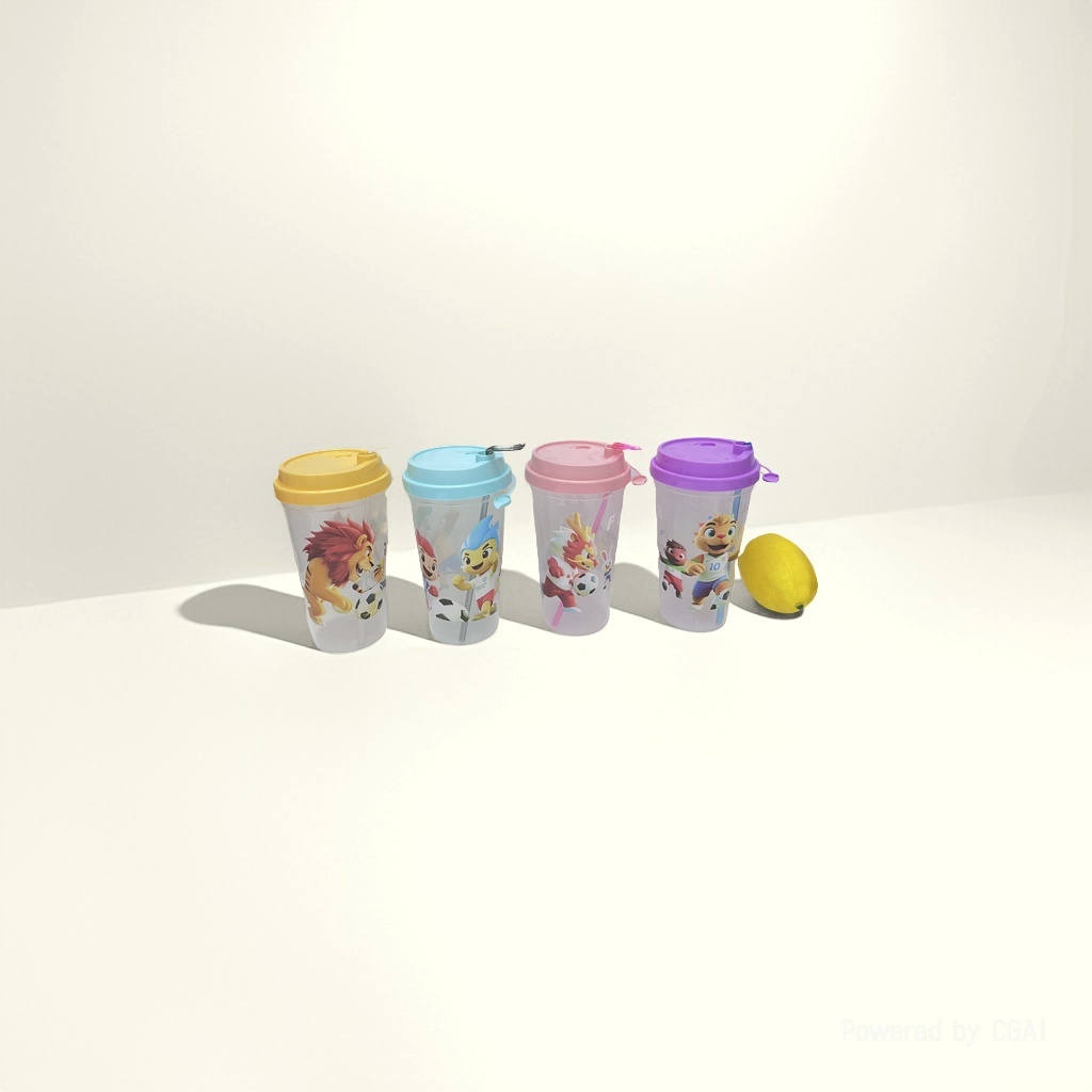 Cartoon children's straw cups, plastic water cups, diagonal cross design with patterns, portable cups, factory direct sales, cross-border e-commerce wholesale for foreign trade Specification image
