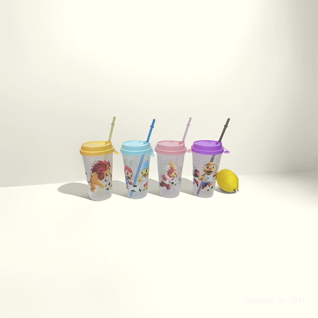 Cartoon children's straw cups, plastic water cups, diagonal cross design with patterns, portable cups, factory direct sales, cross-border e-commerce wholesale for foreign trade Application Scenario