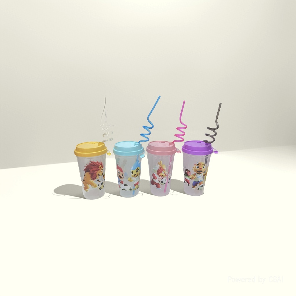 Cartoon children's straw cups, plastic water cups, diagonal cross design with patterns, portable cups, factory direct sales, cross-border e-commerce wholesale for foreign trade details Picture