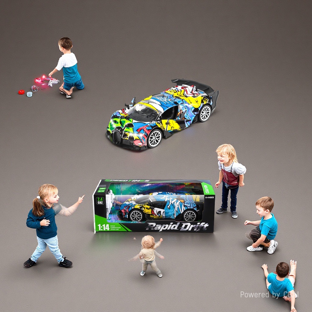 玩具车赛车蓝色遥控车无线男孩小汽车灯光飘移儿童遥控车 玩具 电动 遥控玩具 遥控车 塑料 1 伯雅玩具145422167