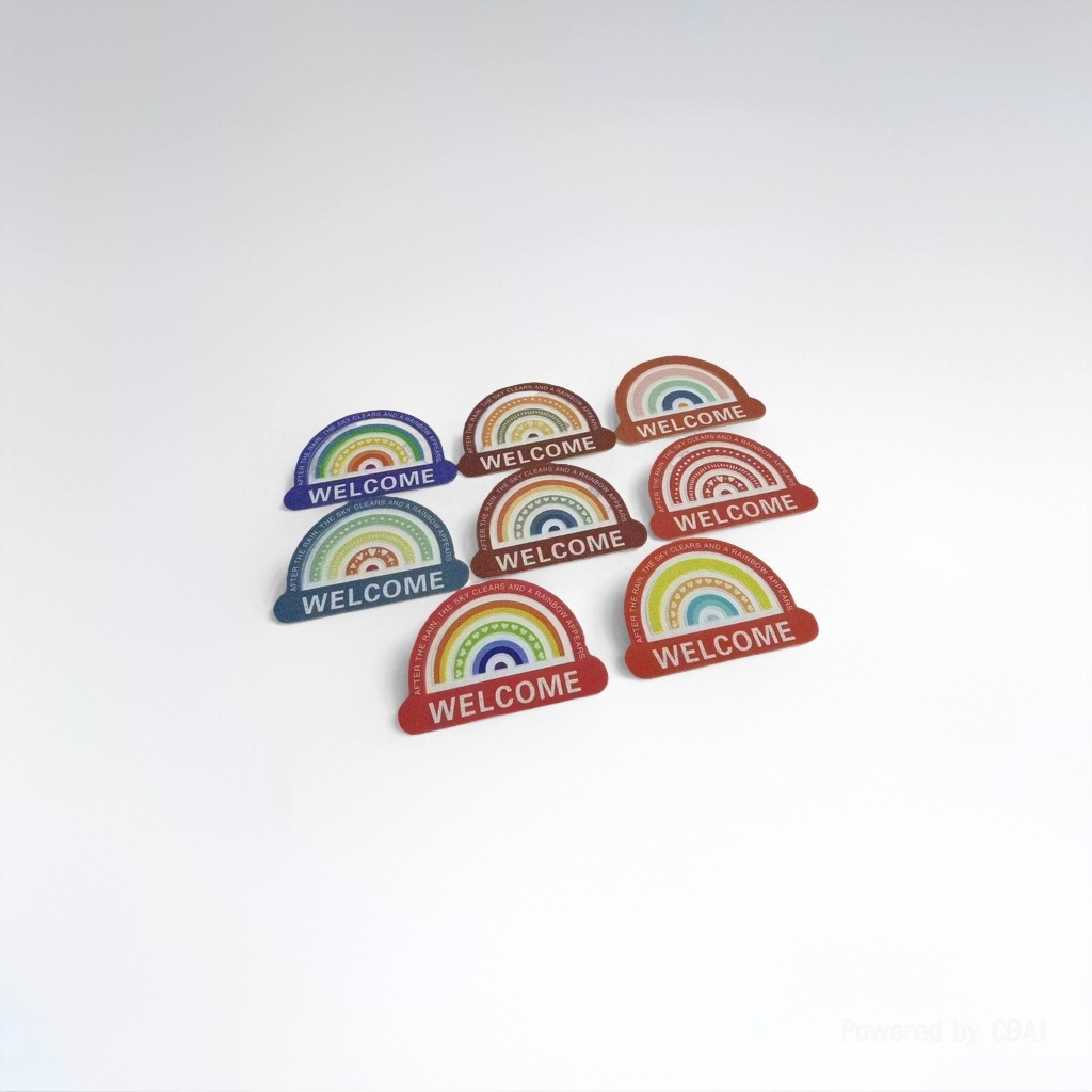 Rainbow welcome floor mat, jute carpet, bathroom mat, pvc bath mat, door mat, anti-slip, absorbent, soft and durable details Picture