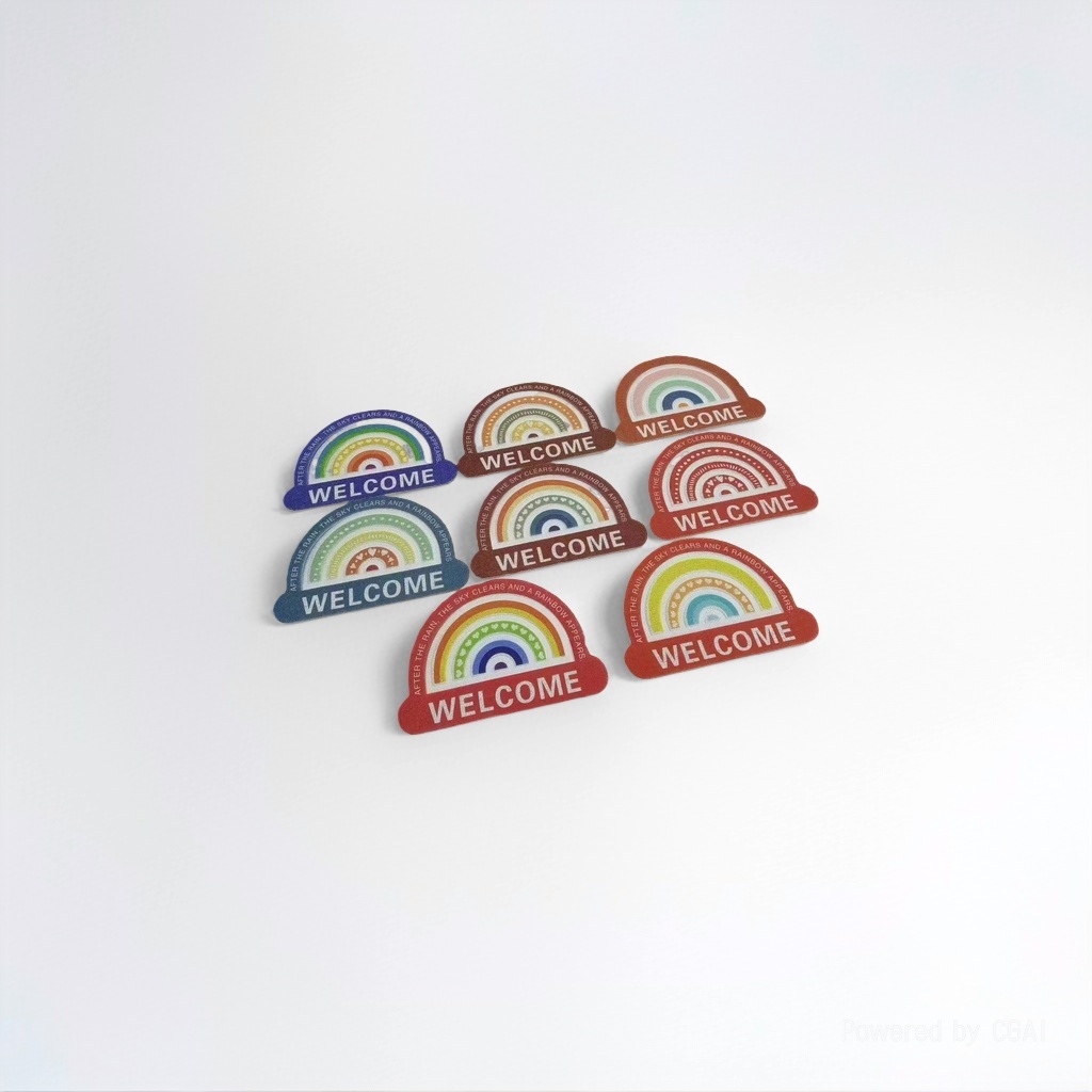 Rainbow welcome floor mat, jute carpet, bathroom mat, pvc bath mat, door mat, anti-slip, absorbent, soft and durable Specification image