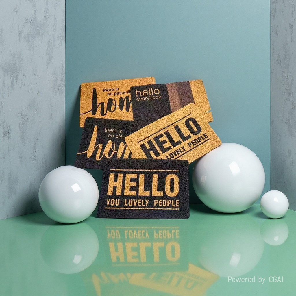 欢迎语五块组合地垫橙黑配色门垫小地毯宠物垫PVC浴缸防滑垫